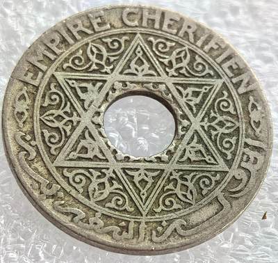 外国优质老铜币纪念币银币专场，周六晚上九点倒数截拍，满百包邮，周日发货,可寄存半年，喜欢朋友微信扫描二维码可直接参拍 - 摩洛哥1921年25分