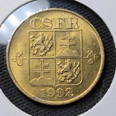 KK钱币收藏小铺 第338场 2月预留时间 周末发货 - 1992捷克斯洛伐克 1克朗 好品铜币