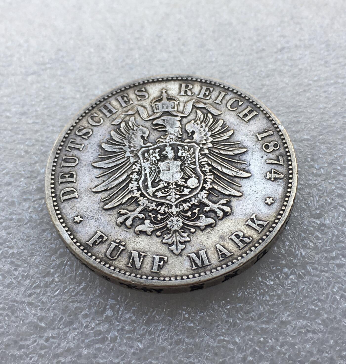世界钱币专场拍卖 1874年德国巴伐利亚路德维西二世5马克银币