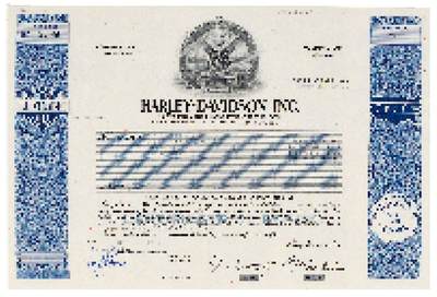 中贸圣佳2025四季消夏拍卖会钱币专场拍品 - 1981年 哈雷-戴维森公司 (Harley-Davidson, Inc.) 原始普通股股票凭证