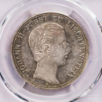 PCGS-AU58 1862列支敦士登公国约翰亲王1泰勒银币 - PCGS-AU58 1862列支敦士登公国约翰亲王1泰勒银币
