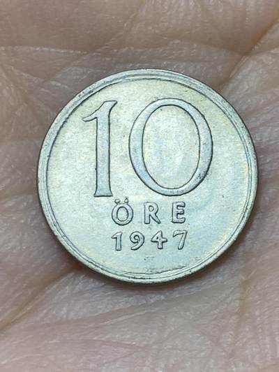 2025年第九十二场(总第一百一十八场）外国好品散币(免佣金) - 瑞典🇸🇪1947年10欧尔银币(古斯塔夫五世第三版，TS标，400银)