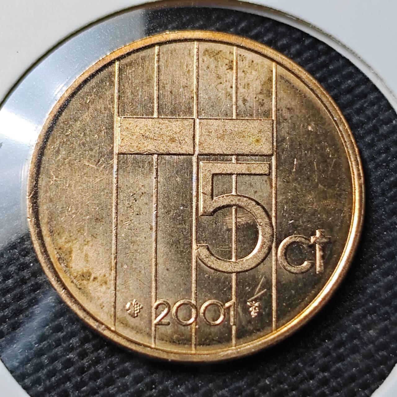 KK钱币收藏小铺 第338场 2月预留时间 周末发货 2001荷兰5分好品铜币