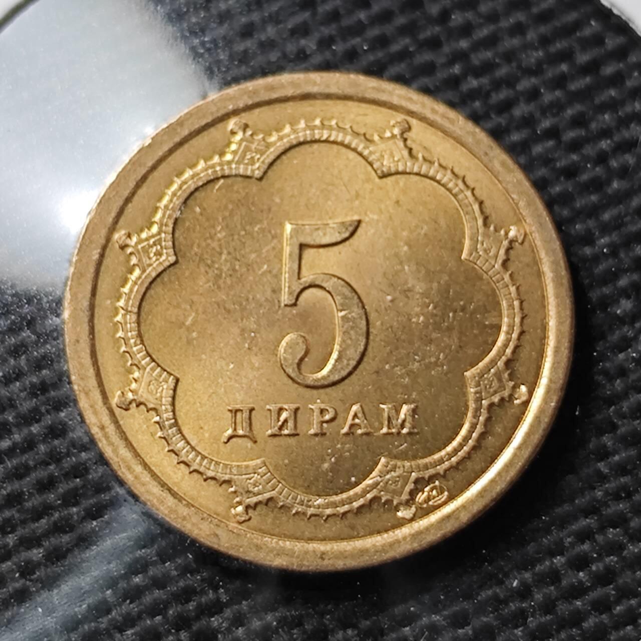 KK钱币收藏小铺 第338场 2月预留时间 周末发货 2001塔吉克斯5迪拉姆 好品