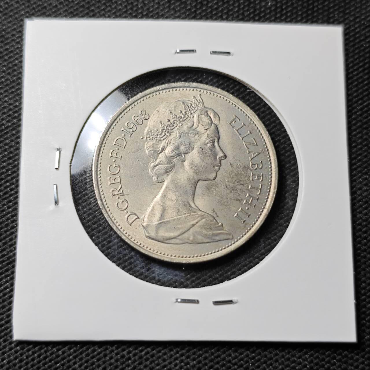 KK钱币收藏小铺 第338场 2月预留时间 周末发货 1968英国10便士  大十便士 好品