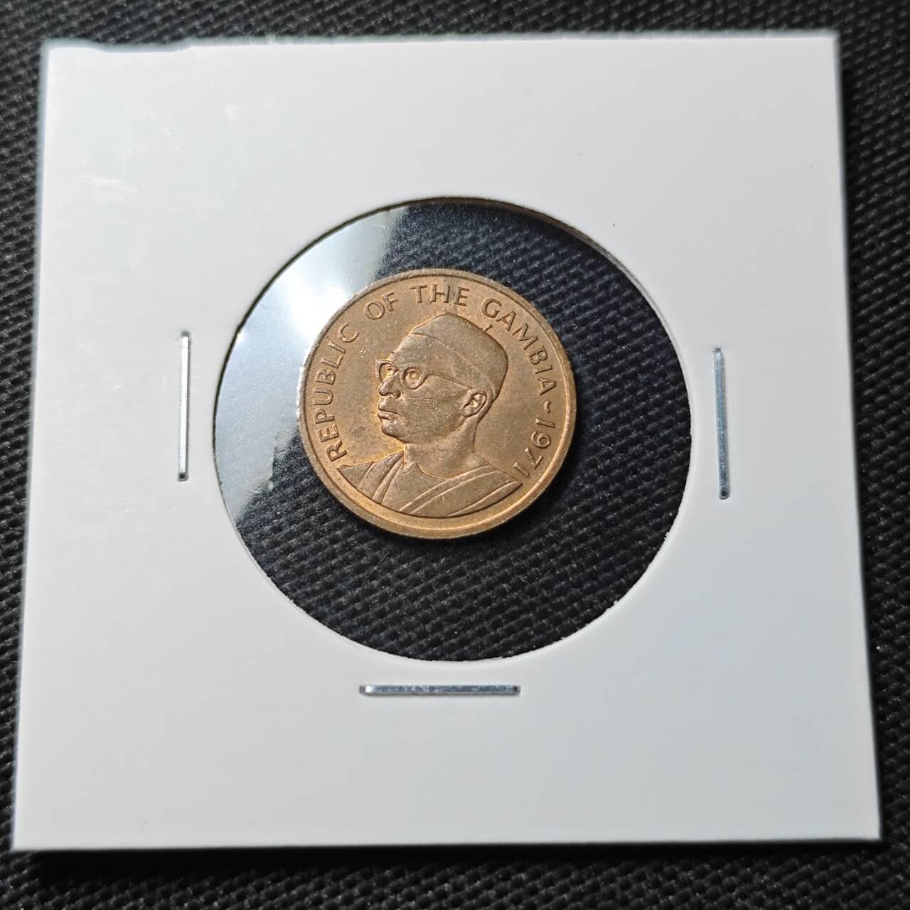 KK钱币收藏小铺 第337场 2月预留时间 周末发货 1971冈比亚1布图铜币