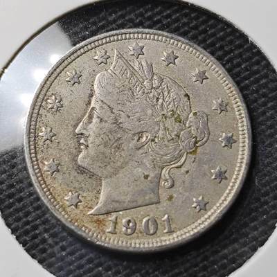 KK钱币收藏小铺 第337场 2月预留时间 周末发货 - 1901美国5分 镍币