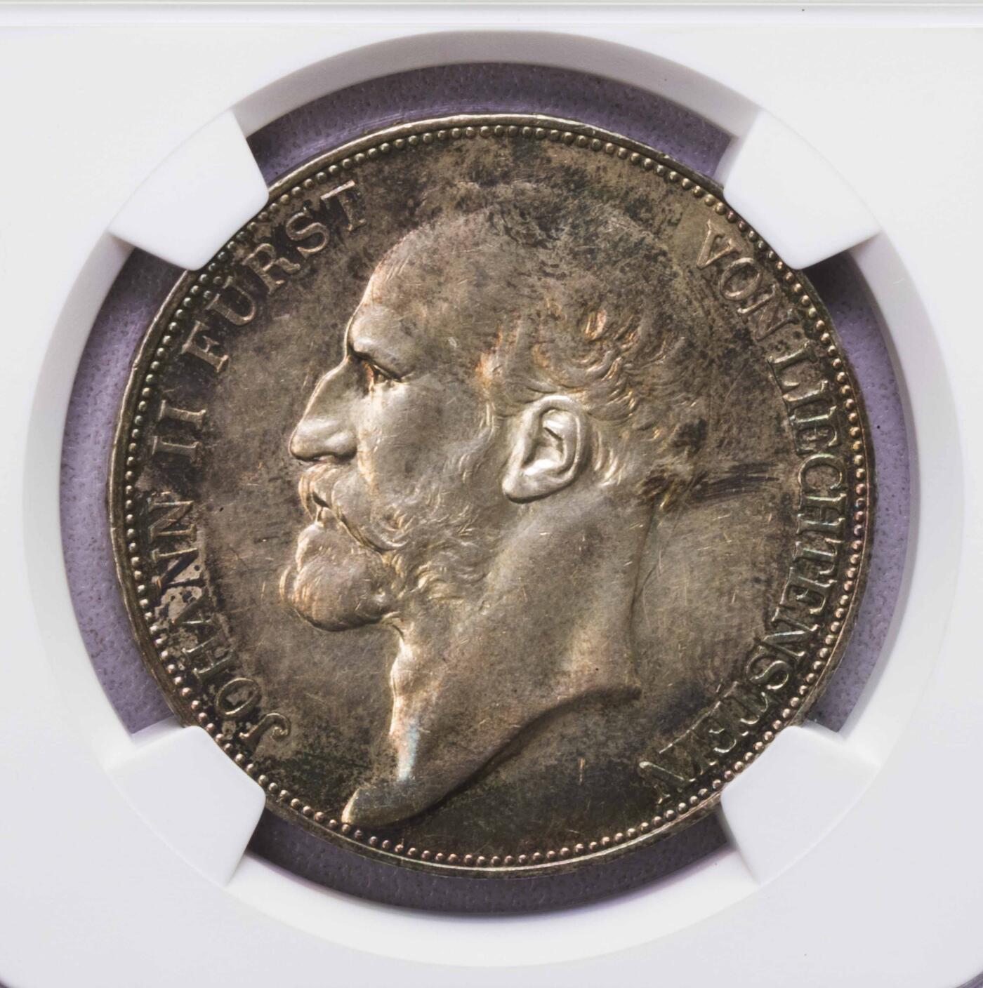 NGC-MS62 1924列支敦士登5法郎银币 法郎版