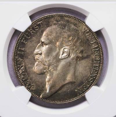 NGC-MS62 1924列支敦士登5法郎银币 法郎版 - NGC-MS62 1924列支敦士登5法郎银币 法郎版