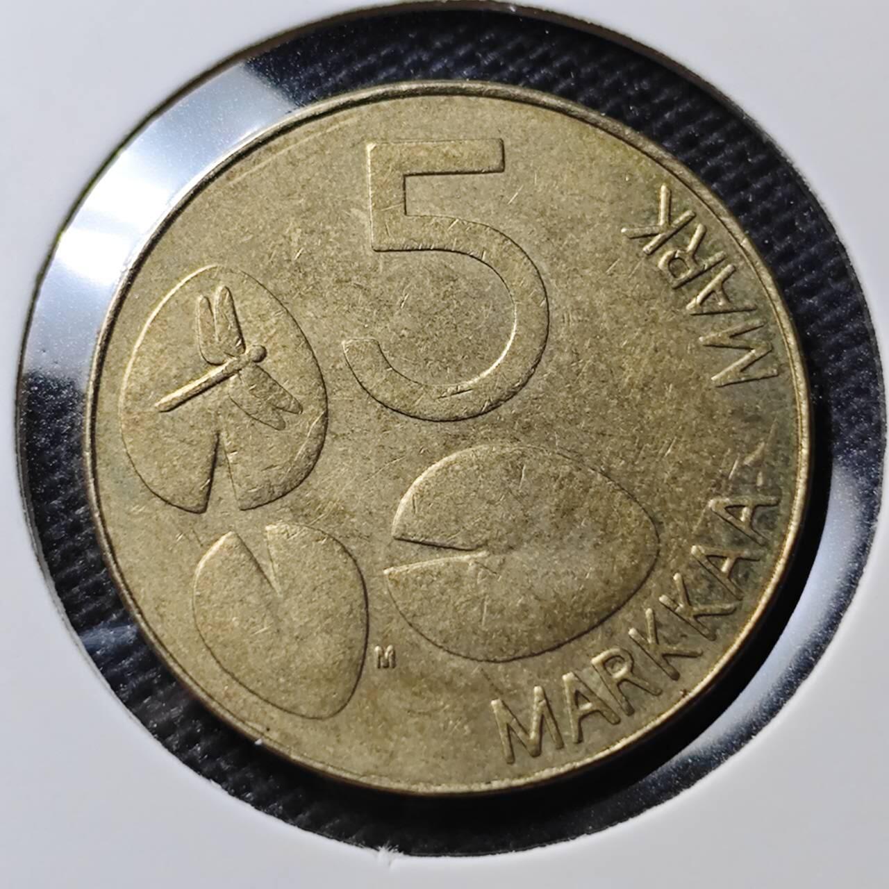 KK钱币收藏小铺 第337场 2月预留时间 周末发货 1993芬兰5马克