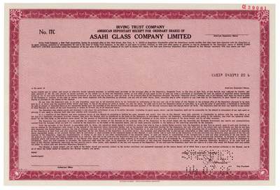 中贸圣佳2025四季消夏拍卖会钱币专场拍品 - 1990年 旭硝子公司（ASAHI GLASS COMPANY LIMITED）美国存托凭证（ADR）