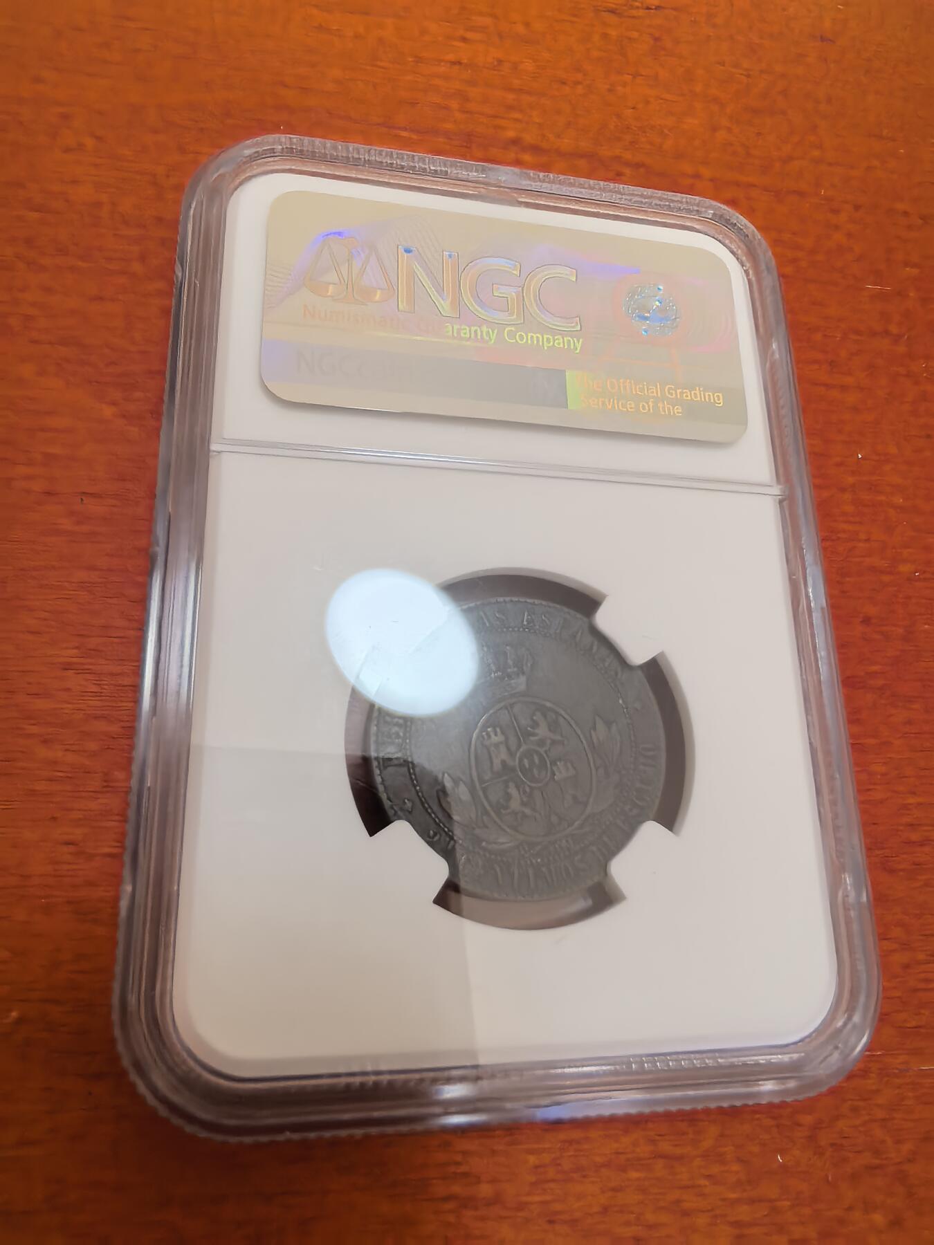 长老汇蛇年精选第四十七场拍卖 1867西班牙伊莎贝拉二世2.5分铜币，NGC XF40BN