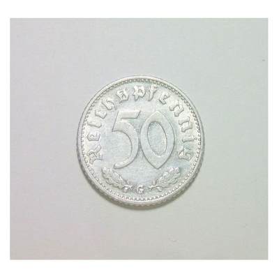 【旋风钱币】10月4日19:00准时开拍 精美欧洲币章 第三帝国货币等 全场包邮！ 稀年 德国第三帝国1940年G版50芬尼 爽品