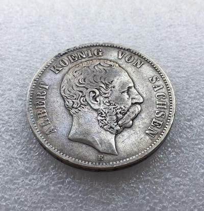 世界钱币专场拍卖 - 1875年德国萨克森阿尔伯特短翅流通5马克银币