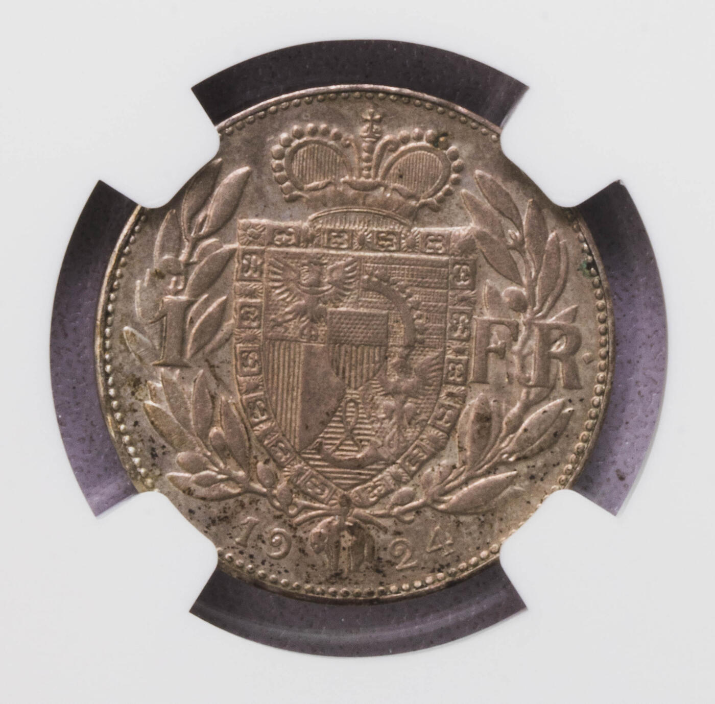 NGC-MS62 1924列支敦士登1法郎银币 法郎版