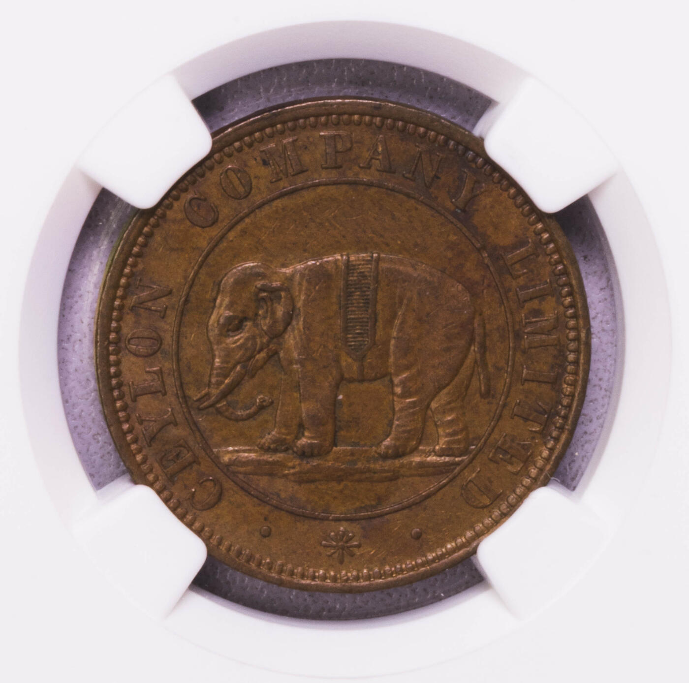 NGC-MS64BN/62BN 1866锡兰大象代用币三枚套