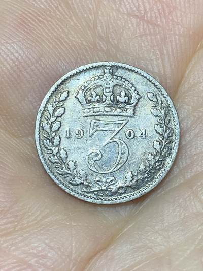 2025年第九十二场(总第一百一十八场）外国好品散币(免佣金) - 英国🇬🇧1904年3便士银币(爱德华七世时期，925高银)