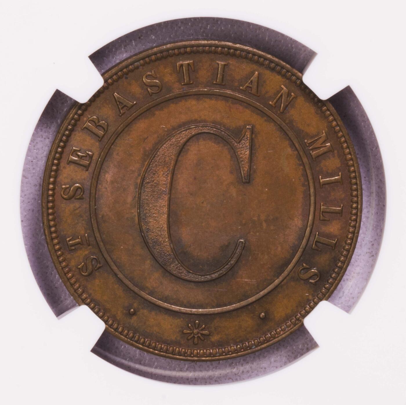 NGC-MS64BN/62BN 1866锡兰大象代用币三枚套