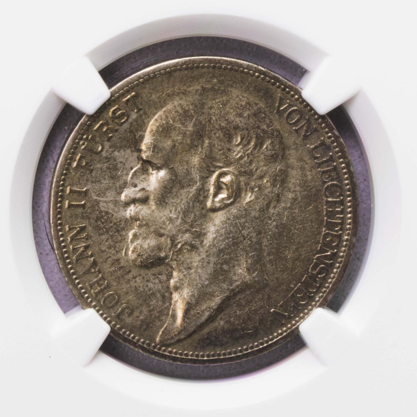 NGC-AU55 1924列支敦士登2法郎银币 法郎版