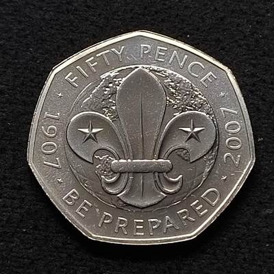 【全场包邮】纯粹捡漏拍460场 - 英国2007年50便士童子军百年纪念币