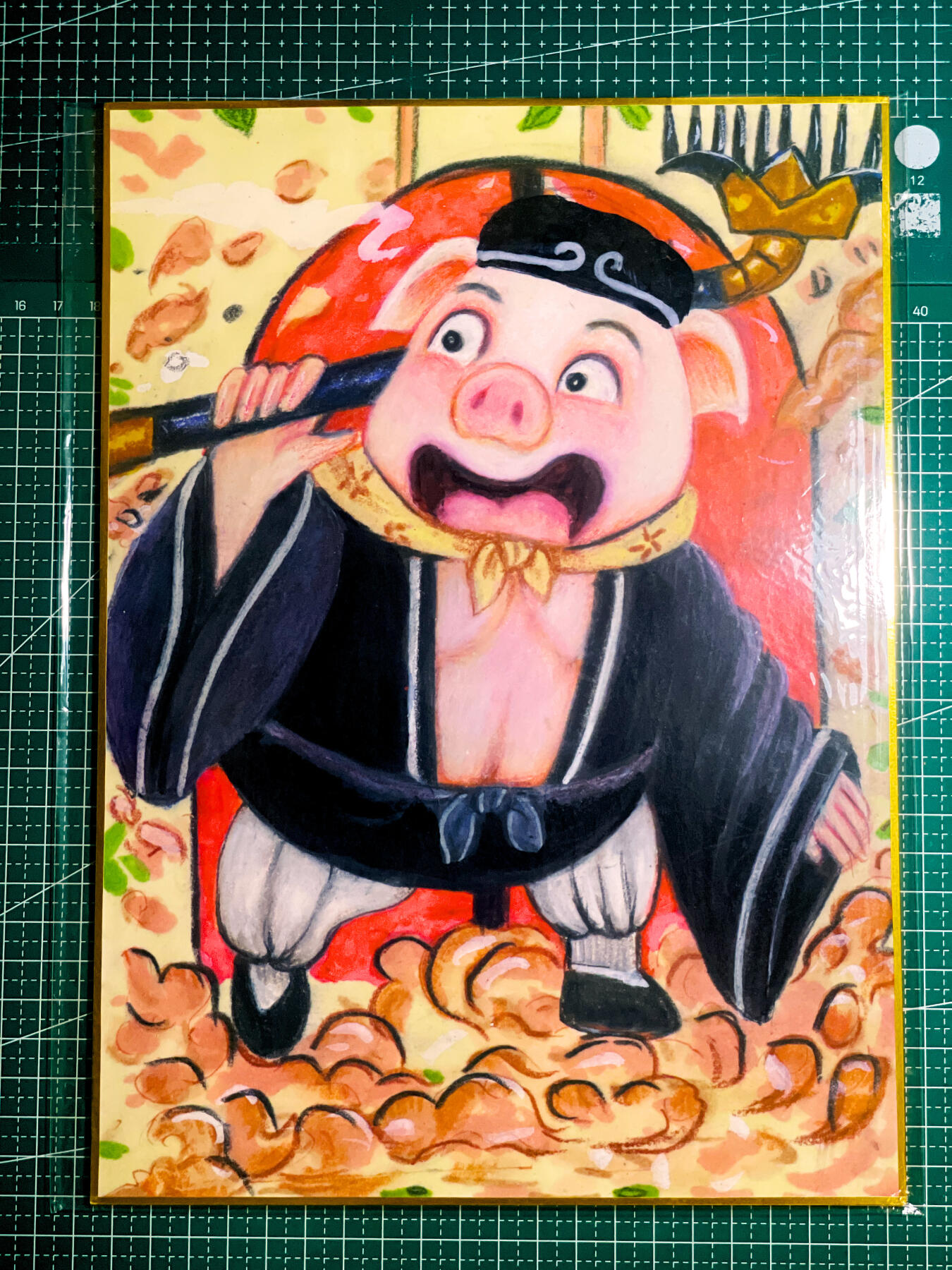 【关注参拍有赠卡】显眼宝32期  9.17日晚21:40结束 【全新原膜】A4金边包边 西游记猪八戒手绘风格卡  硬卡一张 可入卡册 大图精美