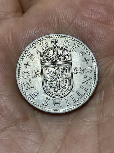 2025年第九十二场(总第一百一十八场）外国好品散币(免佣金) - 英国🇬🇧1966年1先令(伊丽莎白二世青年桂冠第二版，苏格兰盾徽版)