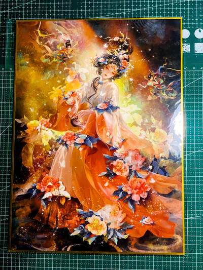 【关注参拍有赠卡】显眼宝32期  9.17日晚22:00结束 - 【全新原膜】A4金边包边 十二花神之一 硬卡一张 可入卡册 大图精美