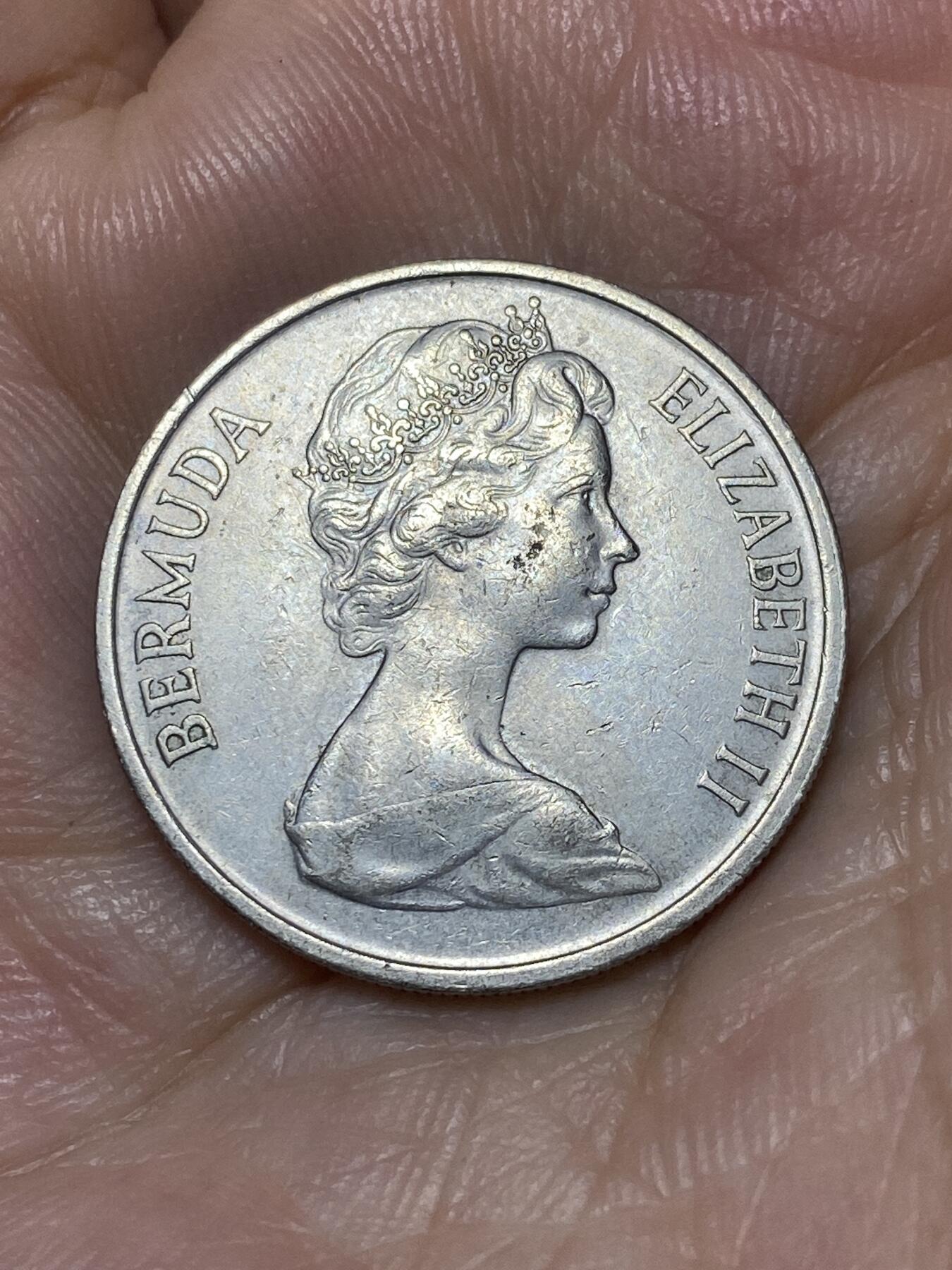 2025年第九十二场(总第一百一十八场）外国好品散币(免佣金) 百慕大🇧🇲1973年25分(伊丽莎白二世中年花冠，第一版早期年份)