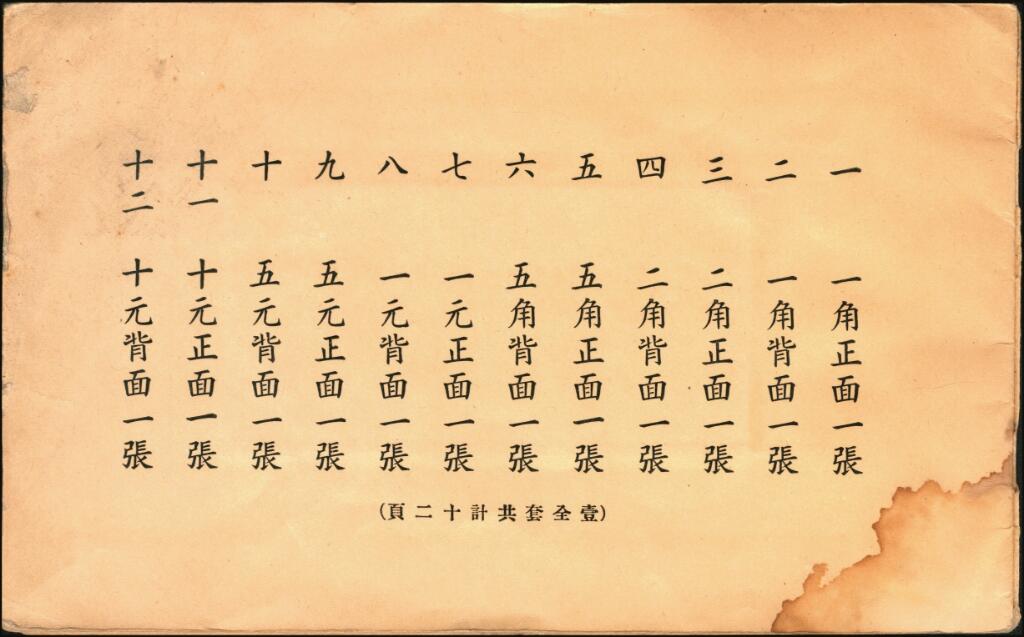 宜和2025年夏季拍卖会——红桥往事 民国十年（1921年）大中银行元角票样本一册，长城图，无地名，其中包括：壹角、贰角、伍角、壹圆、伍圆、拾圆全套单面样本券，正背共12枚；不可多得的金融历史资料
