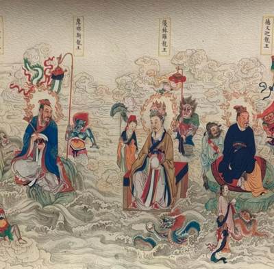 名家卷轴字画专场 - 丁观鹏 法界源流人物收藏手卷 尺寸220*30cm