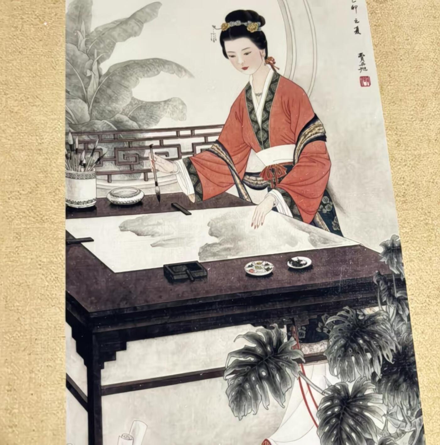   听雨轩  名家卷轴字画 龙纹小长卷《费丹旭十二金钗》尺寸30/350cm