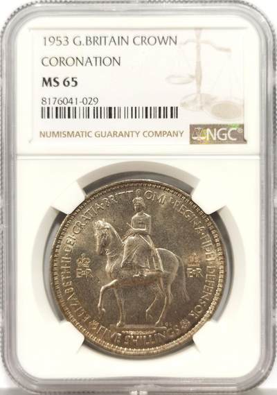 博洋堂世界钱币拍卖第140期（全场包邮） - NGC MS65 英国1953年伊丽莎白二世登基纪念克朗