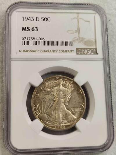 G&W世界散币，银币处理专场（第30场） - NGC-MS63  美国1943年50分 银币