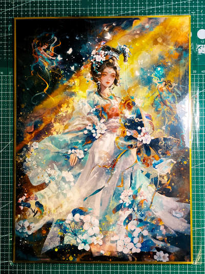 【关注参拍有赠卡】显眼宝32期  9.17日晚22:00结束 - 【全新原膜】A4金边包边 十二花神之一 硬卡一张 可入卡册 大图精美