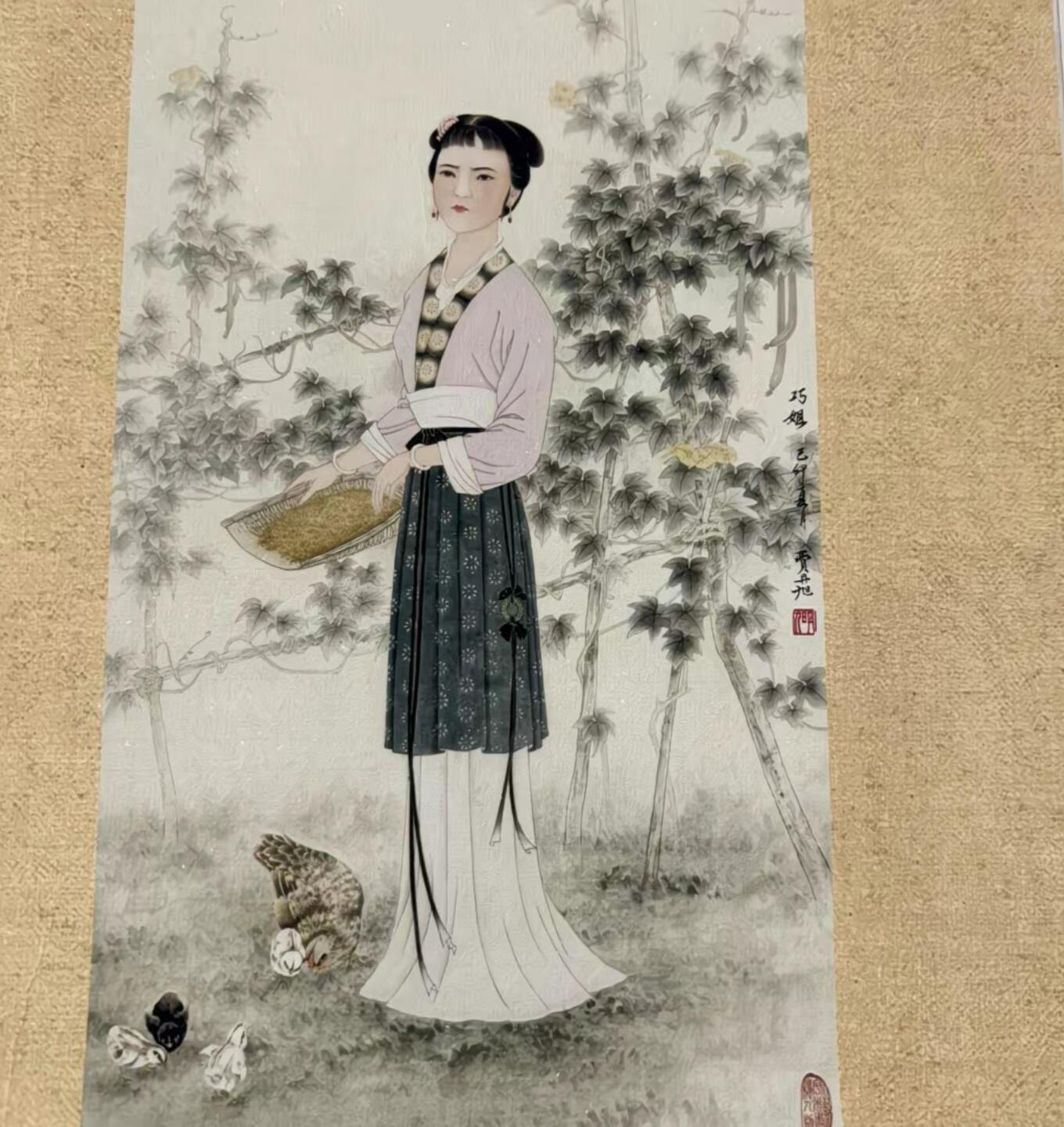   听雨轩  名家卷轴字画 龙纹小长卷《费丹旭十二金钗》尺寸30/350cm