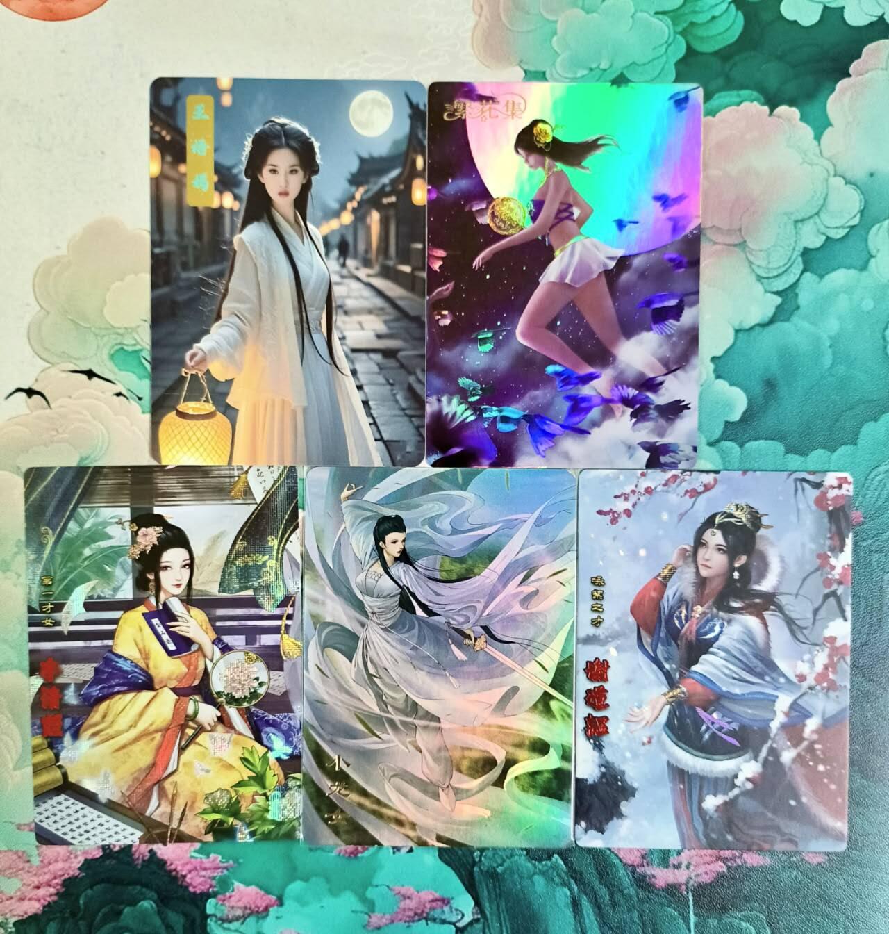 龙虎卡牌第五十五场 （无佣金，满120包邮，周六晚上结拍，欢迎送拍） 多工艺 精选古风女卡5张