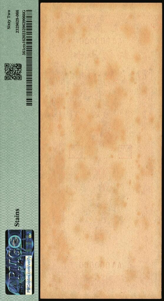 宜和2025年夏季拍卖会——红桥往事 民国三十七年（1948年）中央银行关金中央版伍仟圆单面试色票，正背共2枚；红色印刷（正票为紫黑色）；正券PMG 62/Stains；背券 PMG 评级封装，颇为少见