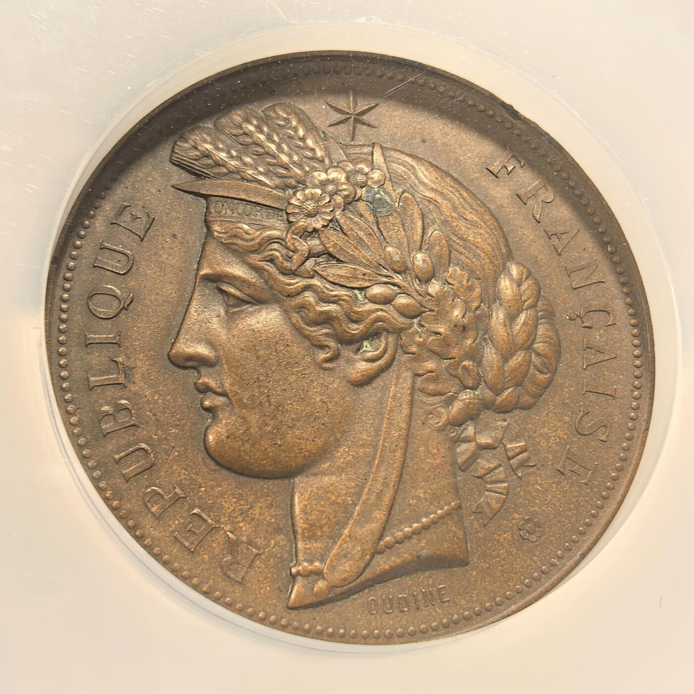 博洋堂世界钱币拍卖第140期（全场包邮） NGC MS63 唯一冠军分！法国1900以前军事服务奖章巨大款，高浮雕经典法国谷物女神，51mm巨大款！不是41甚至35mm小款！