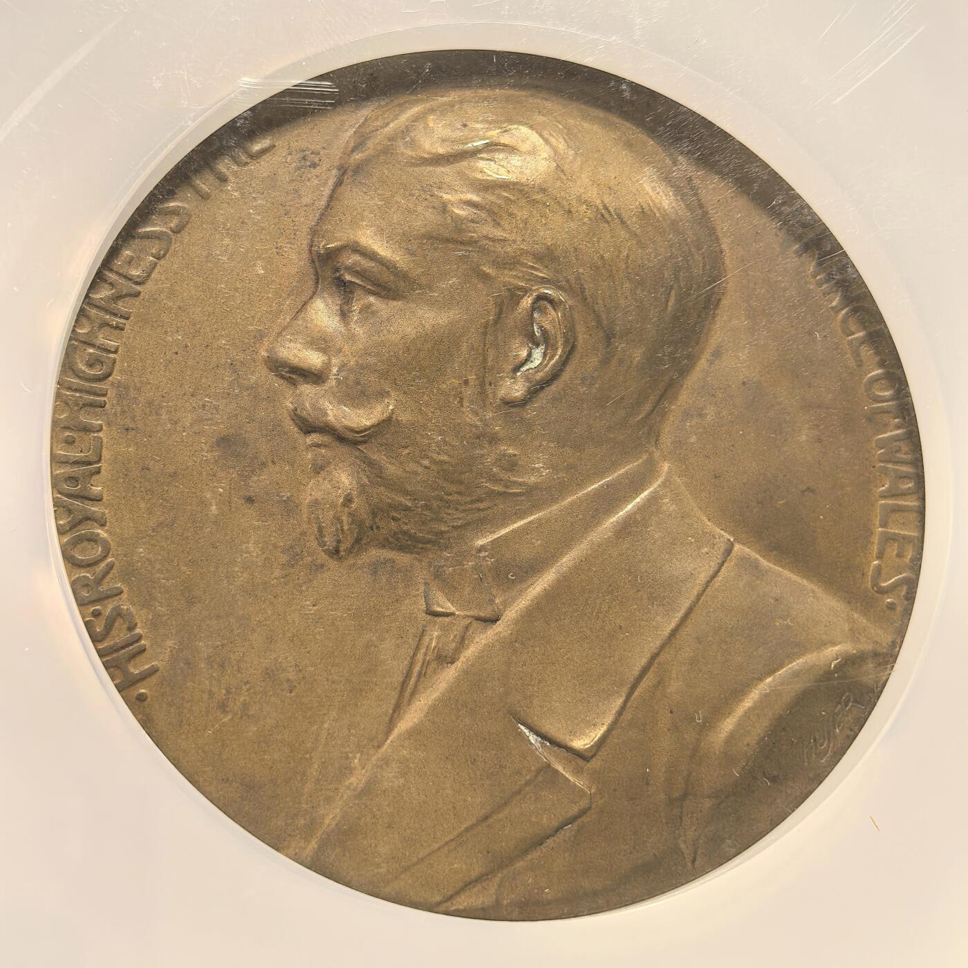 博洋堂世界钱币拍卖第140期（全场包邮） NGC MS63 大英帝国1906年伦敦奥地利博览会62mm巨大铜章，加厚加大盒子，一斤重，送评打盒子就得300多。