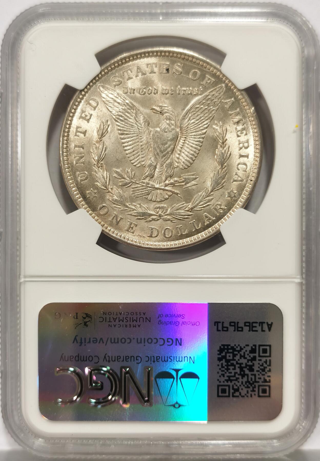 博洋堂世界钱币拍卖第140期（全场包邮） NGC MS64 美国1921年摩根银币，淡黄油包浆，极美转光好品。