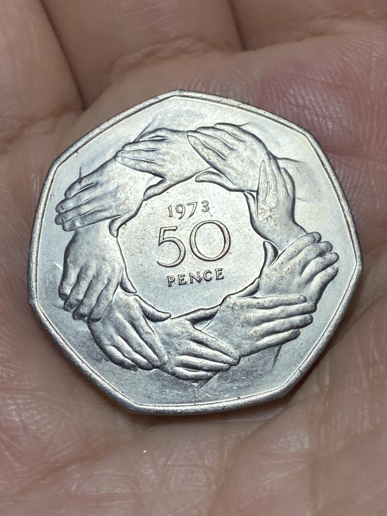 2025年第九十二场(总第一百一十八场）外国好品散币(免佣金) 英国🇬🇧1973年50便士(英国加入欧洲经济共同体纪念币)