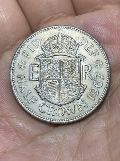 2025年第九十二场(总第一百一十八场）外国好品散币(免佣金) - 英国🇬🇧1967年半克朗(伊丽莎白二世青年桂冠，第二版普制币关门年)
