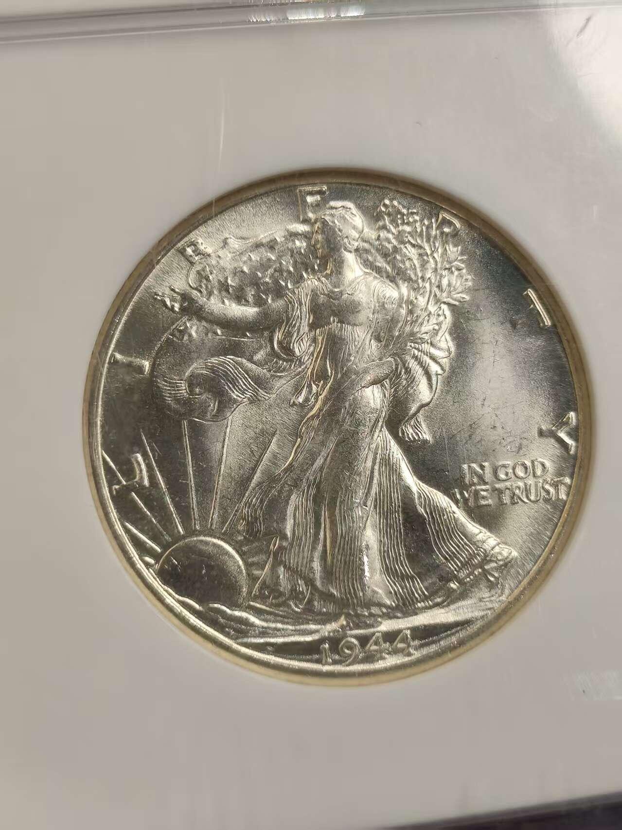 G&W世界散币，银币处理专场（第30场） NGC-MS64  美国1944年50分  银币