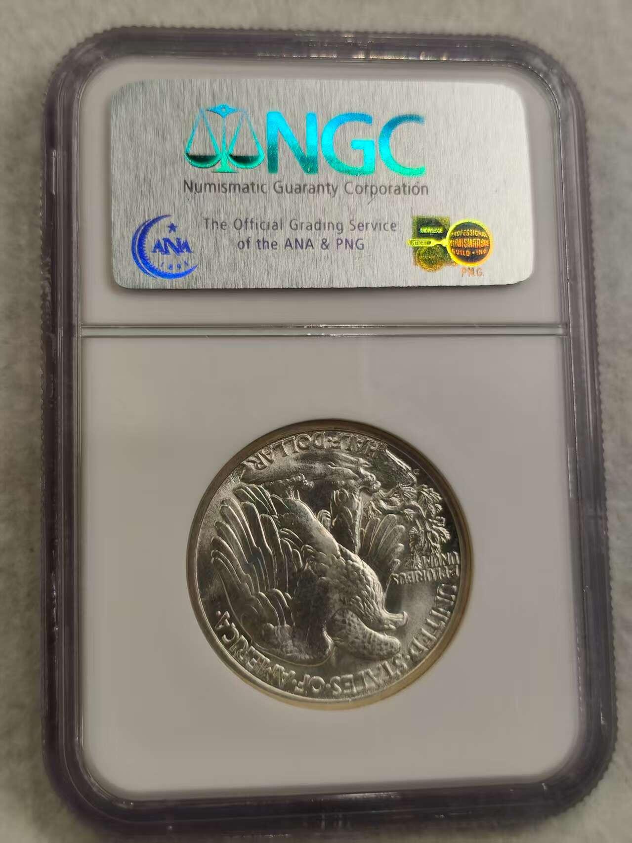 G&W世界散币，银币处理专场（第30场） NGC-MS64  美国1944年50分  银币