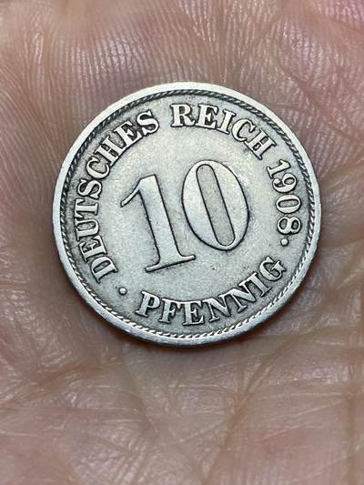 2025年第九十二场(总第一百一十八场）外国好品散币(免佣金) - 流通好品–德意志帝国1908年10芬尼(J标，汉堡造)