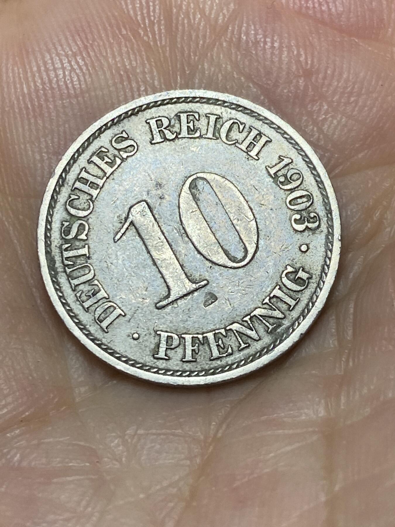 2025年第九十二场(总第一百一十八场）外国好品散币(免佣金) 早期价高–德意志帝国1903年10芬尼(威廉二世时期，A标，柏林造)