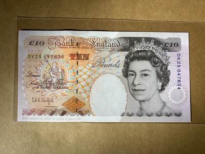 【礼羽收藏】🌏世界钱币拍卖第104期 - 【DK25 047634】全新UNC 1993年英国E序列10英镑纸币 女王钞 数字版