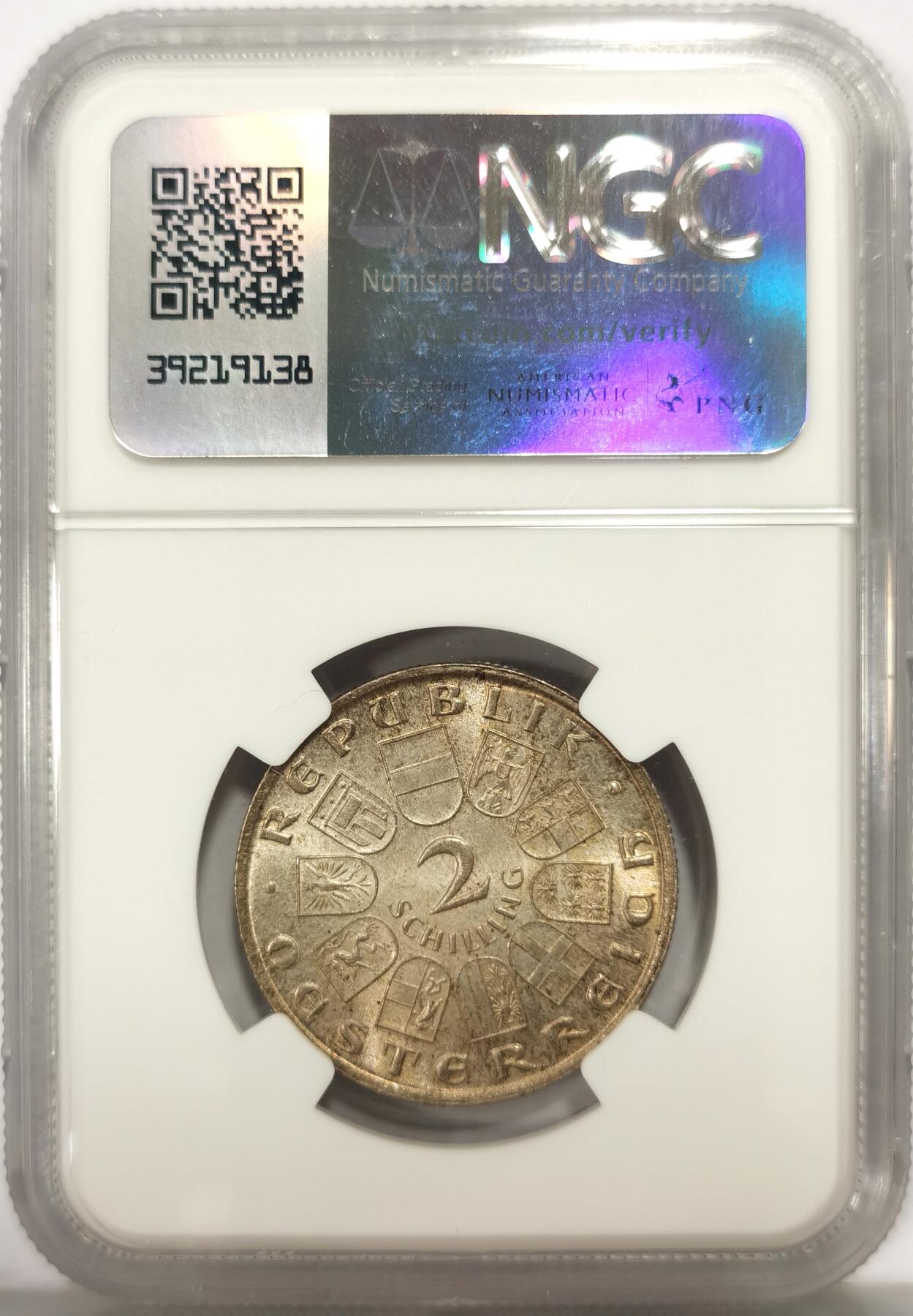 博洋堂世界钱币拍卖第140期（全场包邮） NGC MS65 冠军分！奥地利1928年舒伯茨2先令银币，淡彩温润，转光强烈，一步到位的好品相。