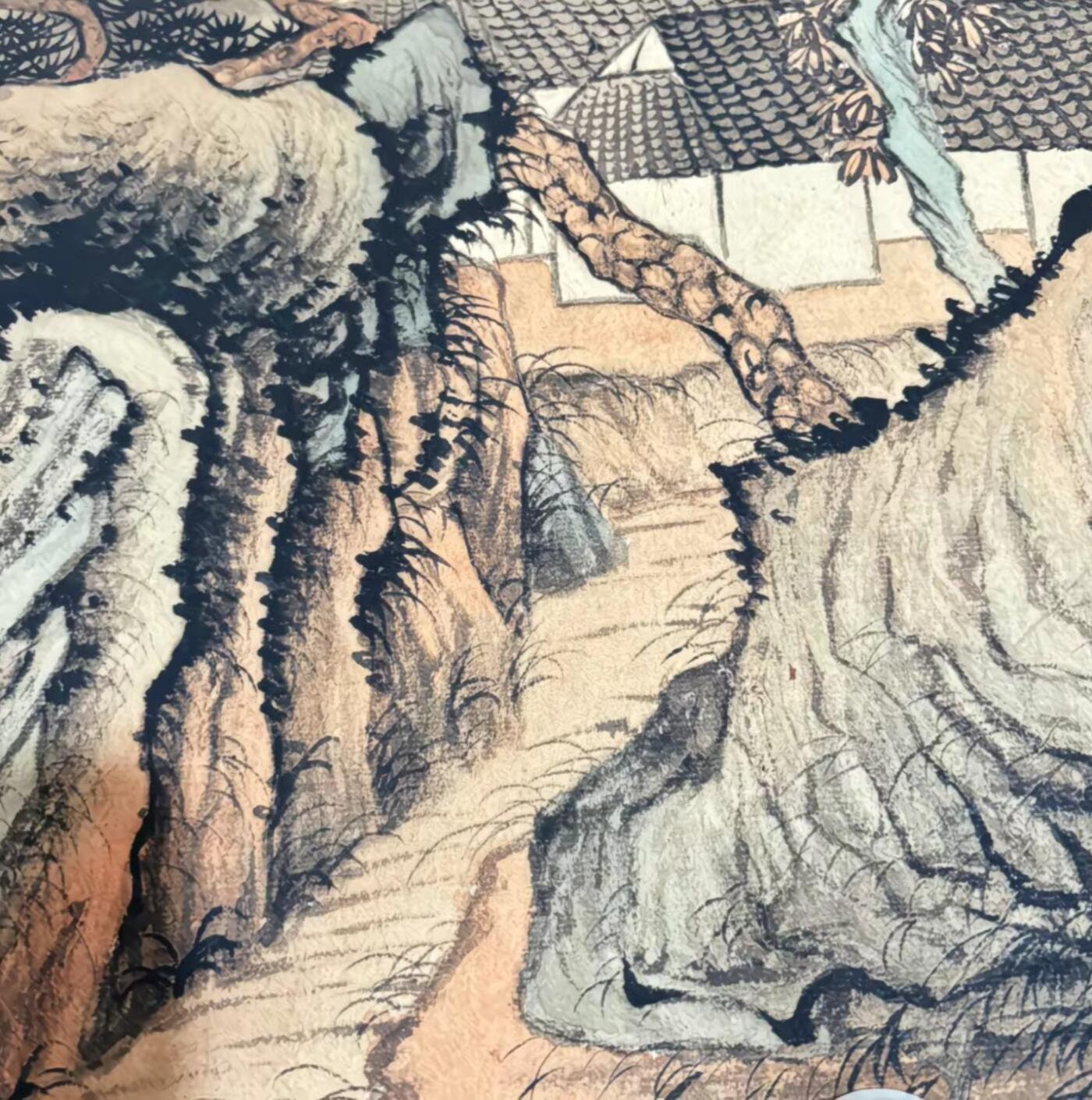   听雨轩  名家卷轴字画 龙纹小长卷《张大千湖山秋景》