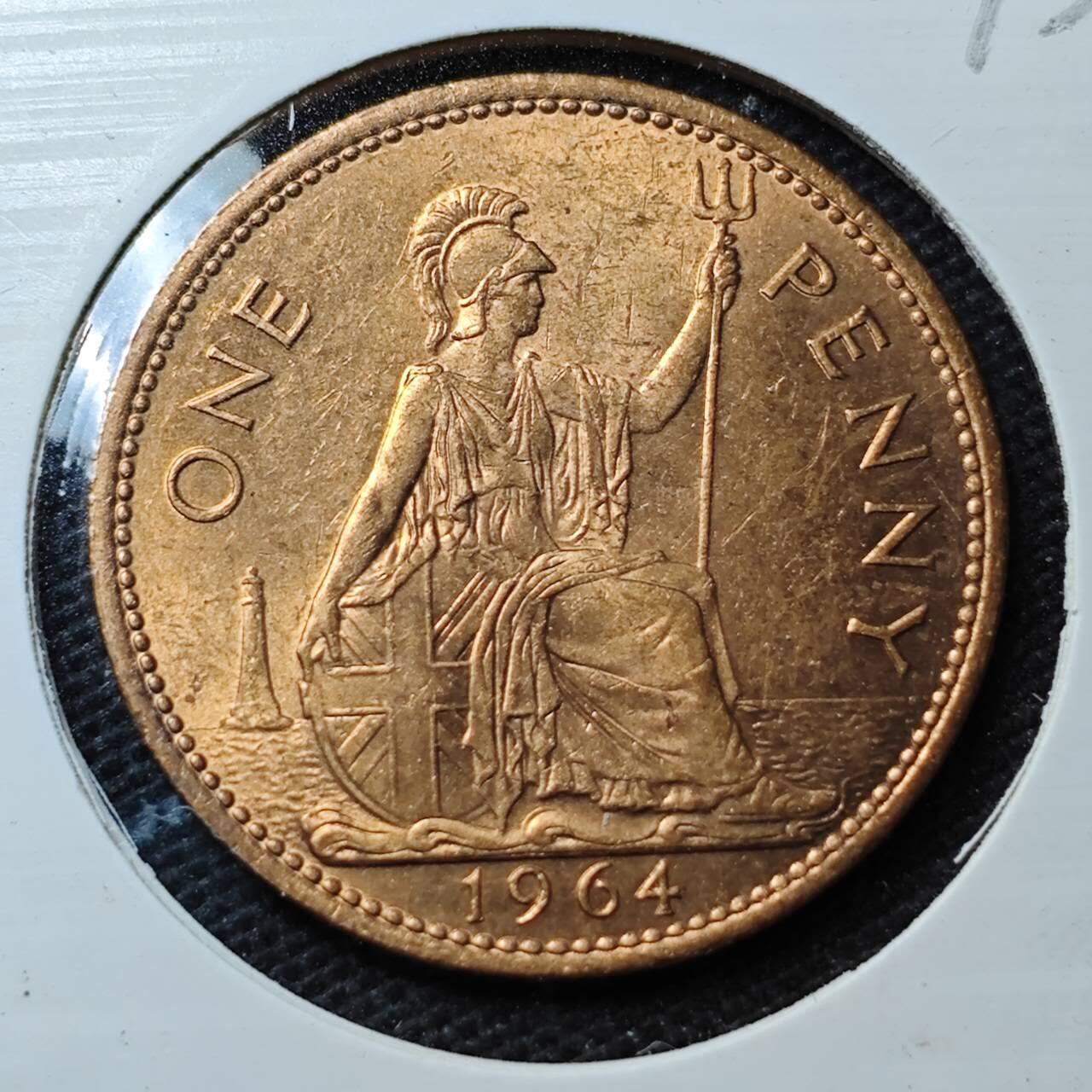KK钱币收藏小铺 第339场 2月预留时间 周末发货  1964英国1便士 好品